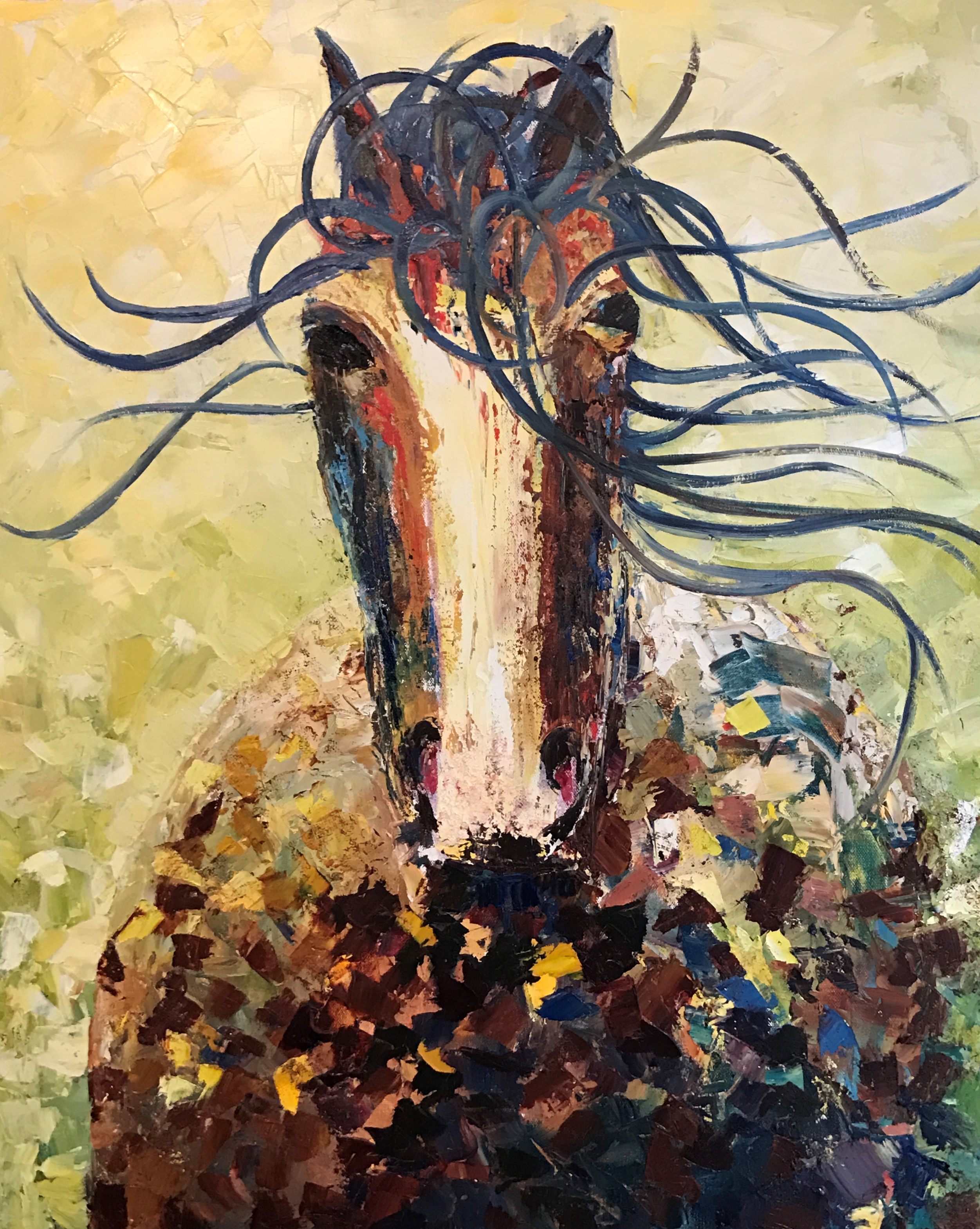 Horse with Blue Mane, Cheryl White, Artist, Blogger, Paintonmywalls,