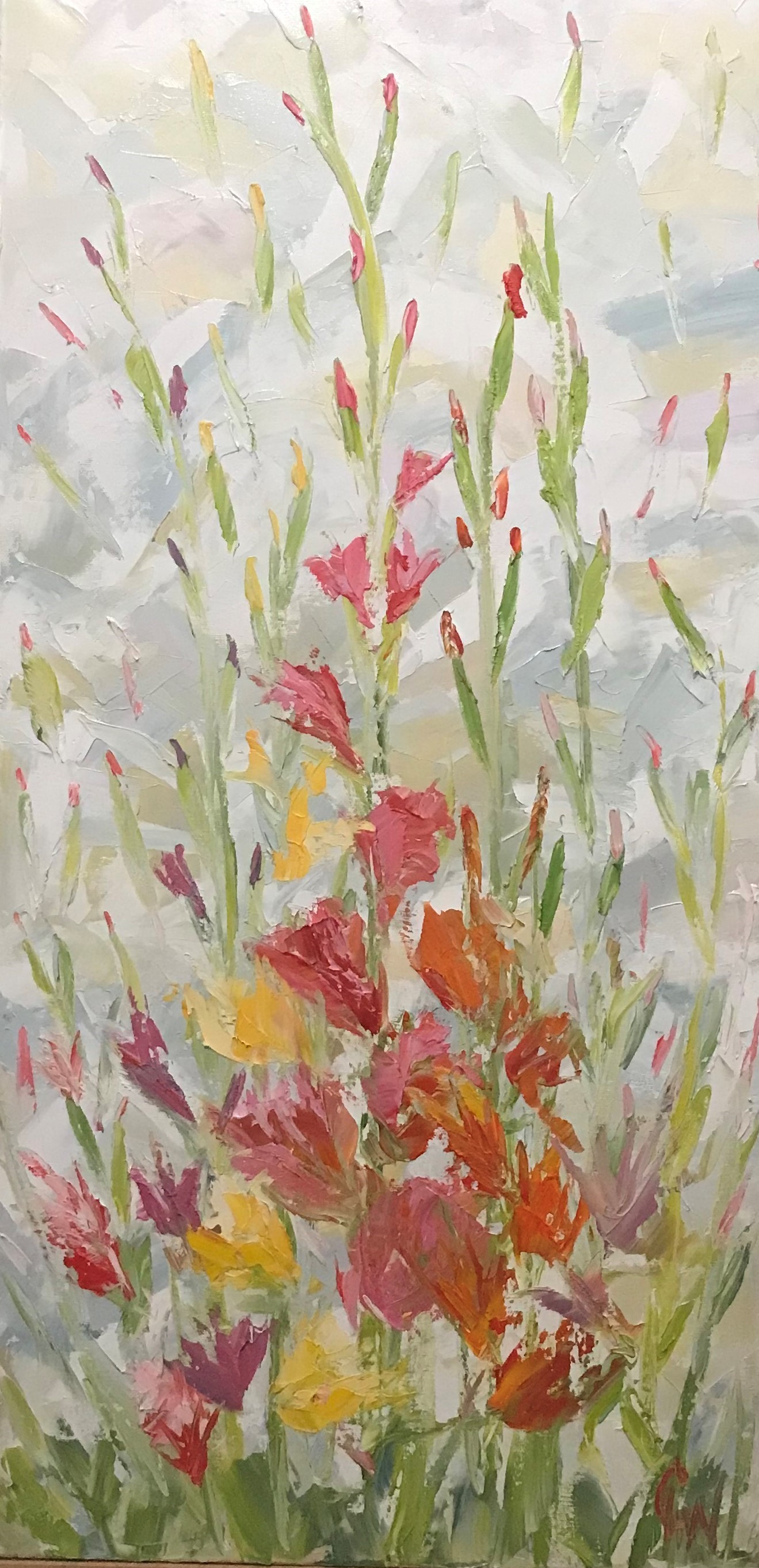 Glads, Gladiolas, art, oil, Cheryl White, Artist, Blogger, Paintonmywalls,