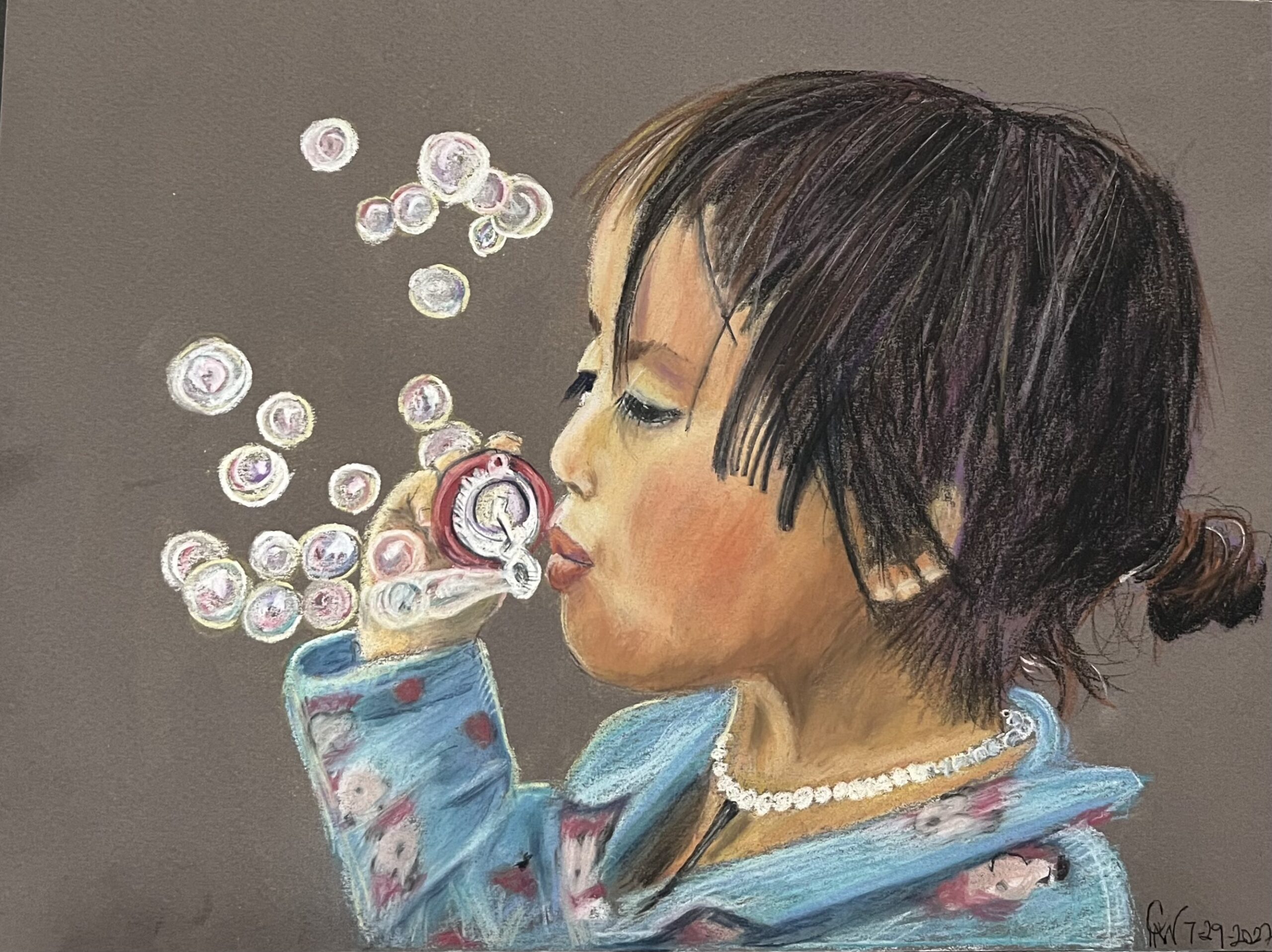 Card,Cheryl White, Artist, Bubble Girl, Pastel,Blogger, Paintonmywalls,