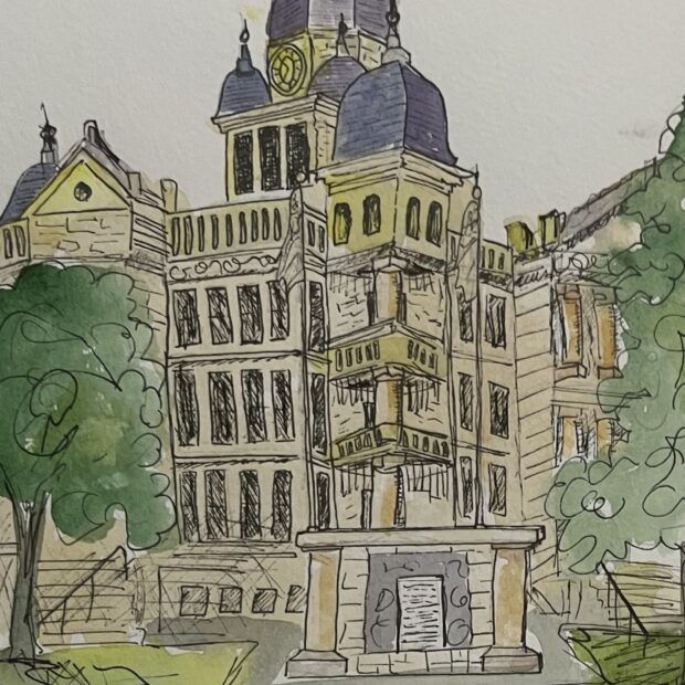 Cheryl White, Artist, Blogger, Paintonmywalls, Denton, County, Courthouse, Watercolor