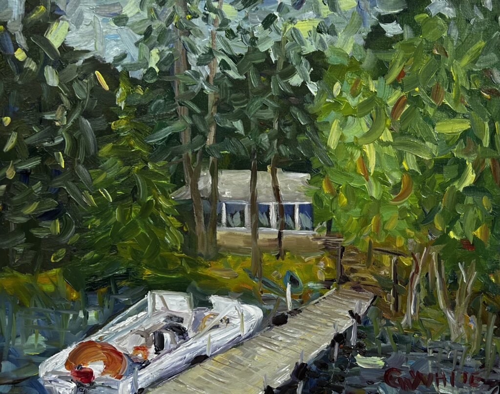 Cabin At Turtle Lake, Oil painting, Paintonmywalls, CherylWhiteArt, Art