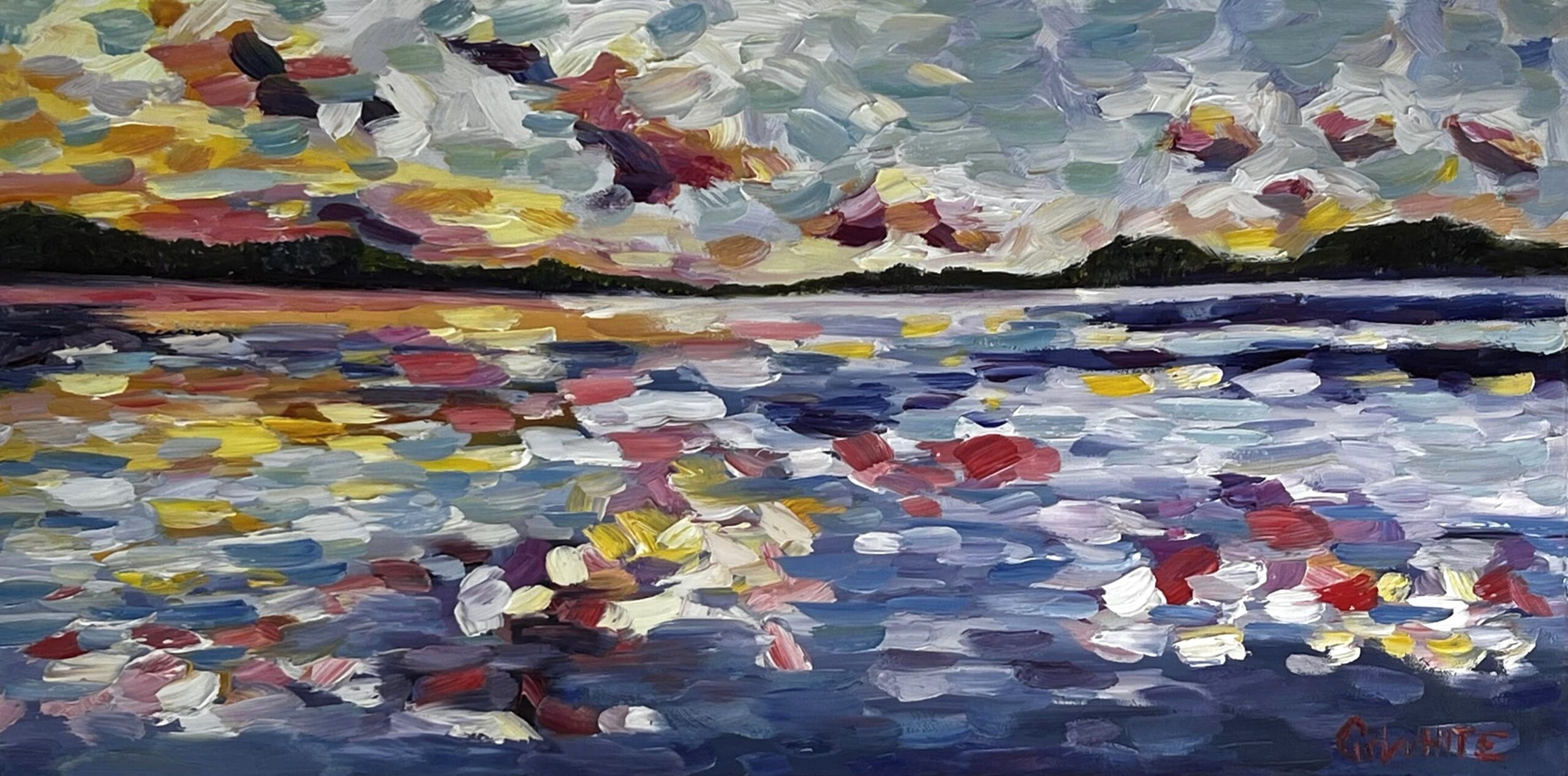 Turtle Lake Sunset Oil Painting