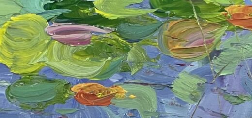 Lily Pads on Turtle Lake, 11"x14" on canvas board, framed. $100.00