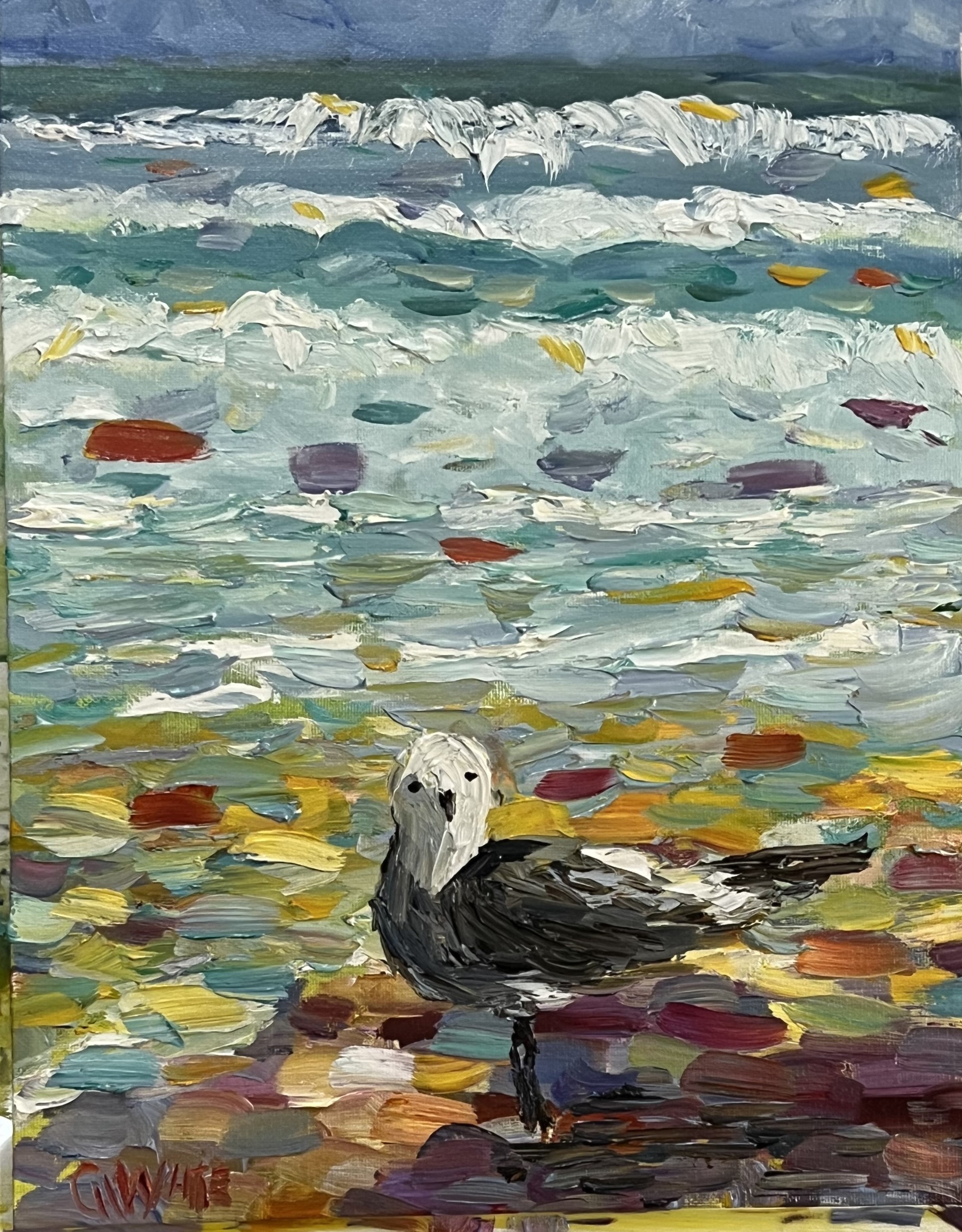one seagull 11x14 oil on canvas board 75.00