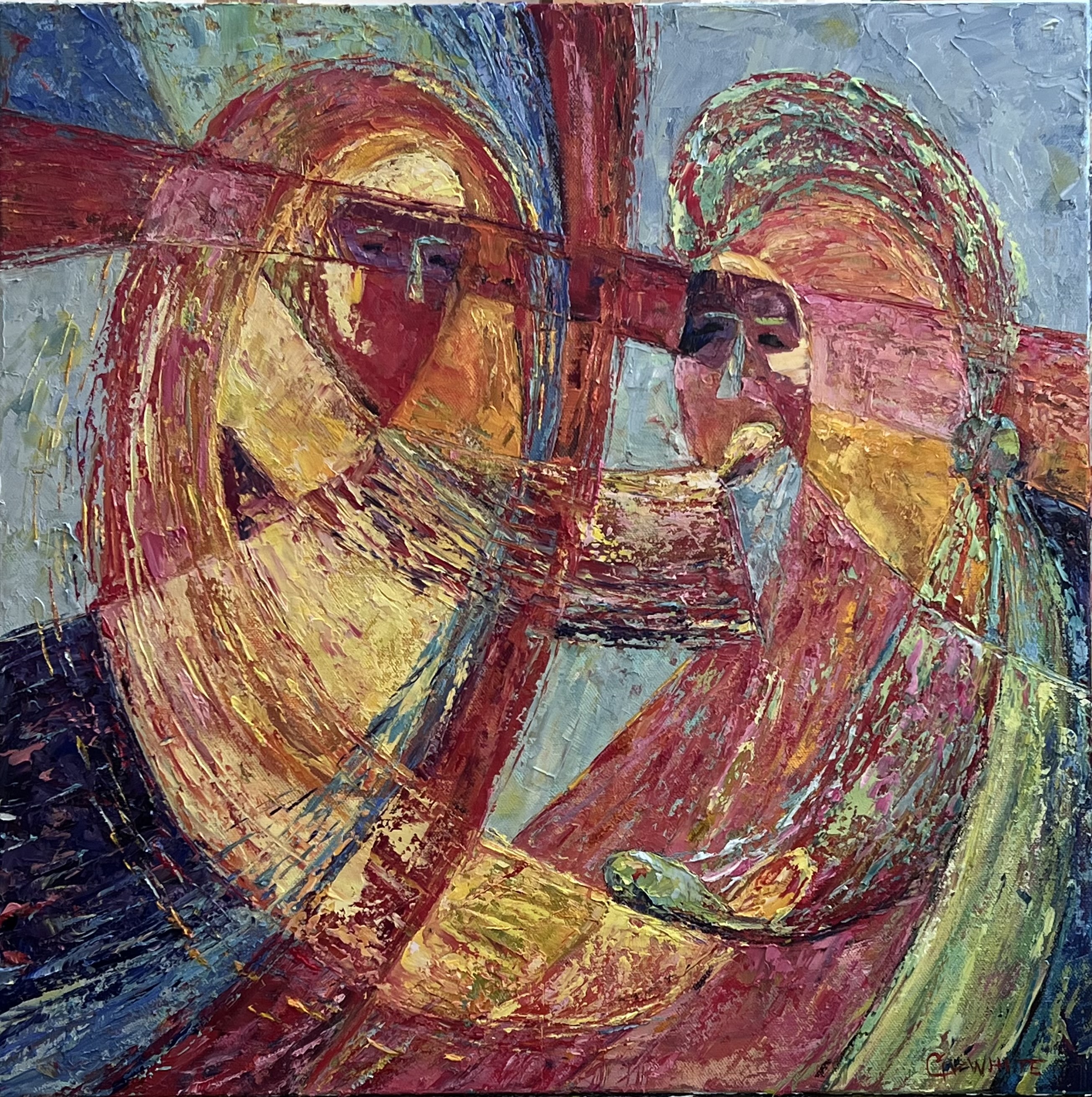 Jesus and woman accused, oil painting, art paintonmywalls, art by Cheryl Harris White