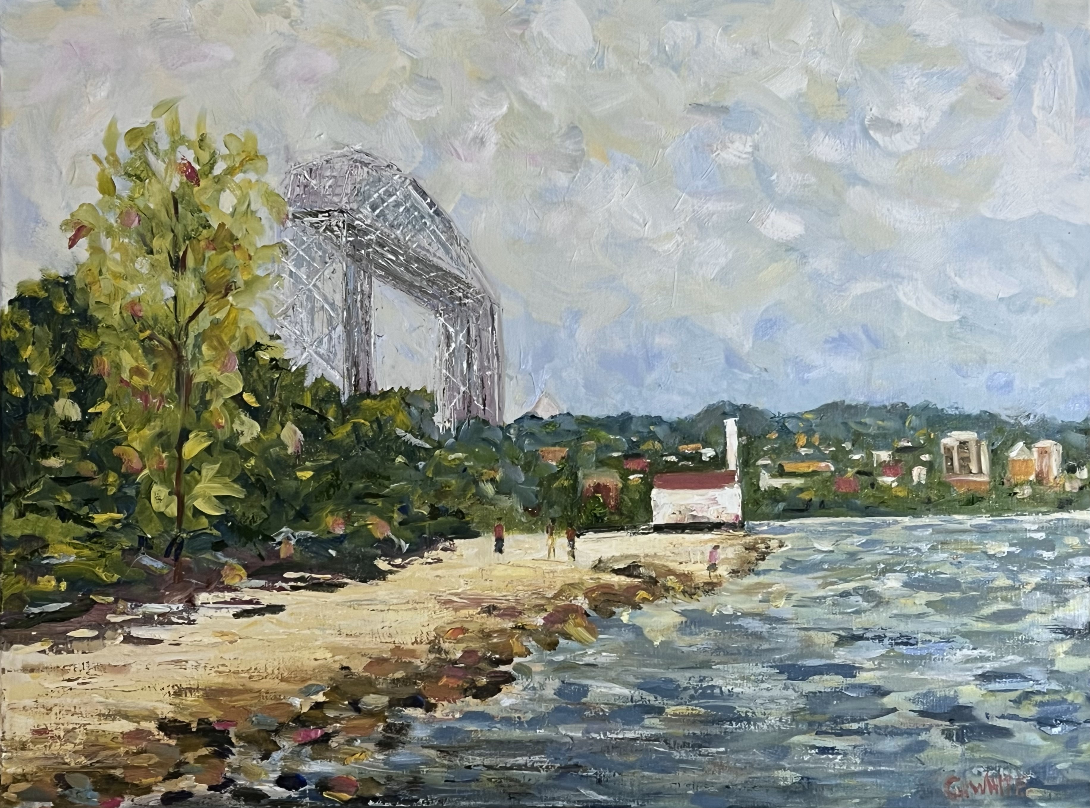 Duluth, bridge, paintonmywalls, Cheryl White Art, oil painting