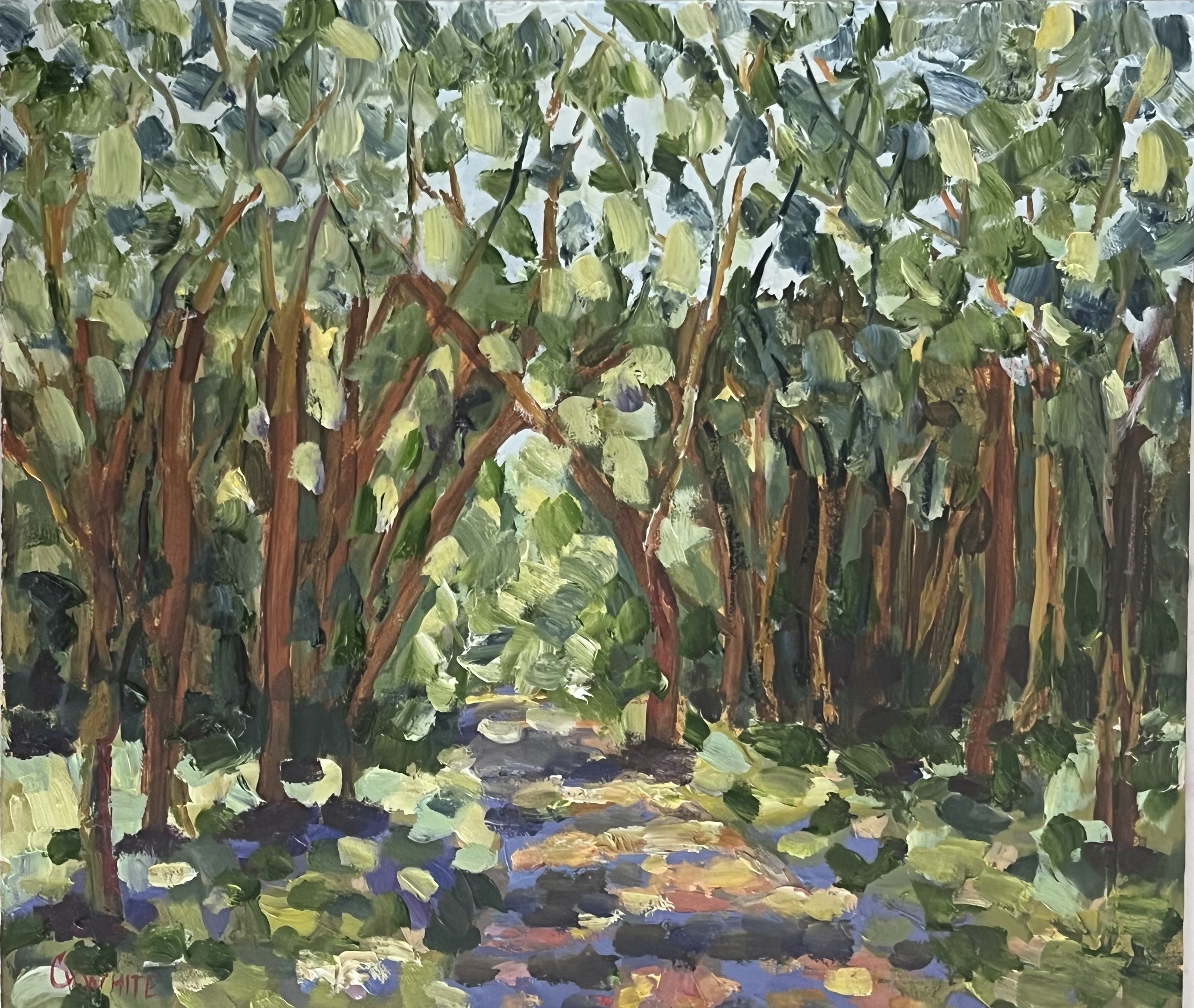 Corinth Trail, 11x14, oil on board, painting, art, oil paint, paintonmywalls, cherylwhite art