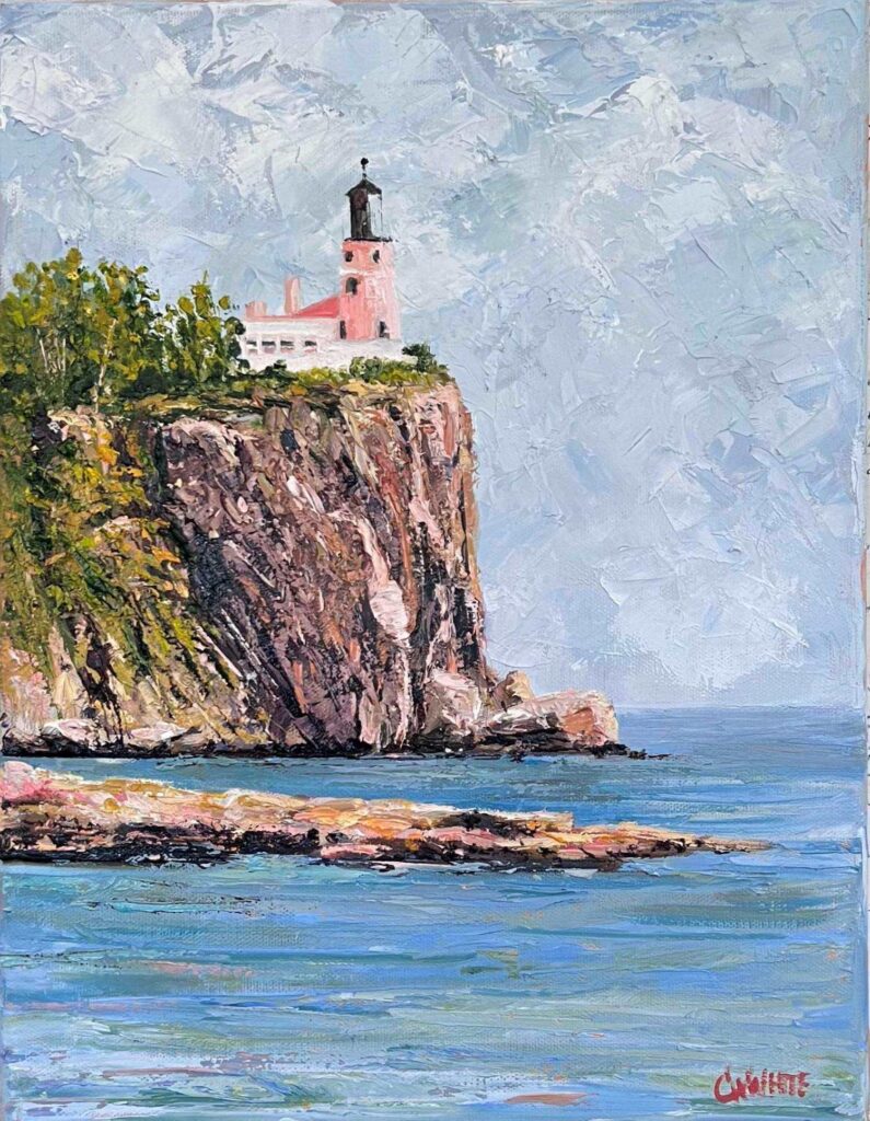 Split Rock LightHouse, Two Harbors, MN, 11x14, oil on canvas, paintonmywalls, cheryl white art, oil paint, cherylwhiteart