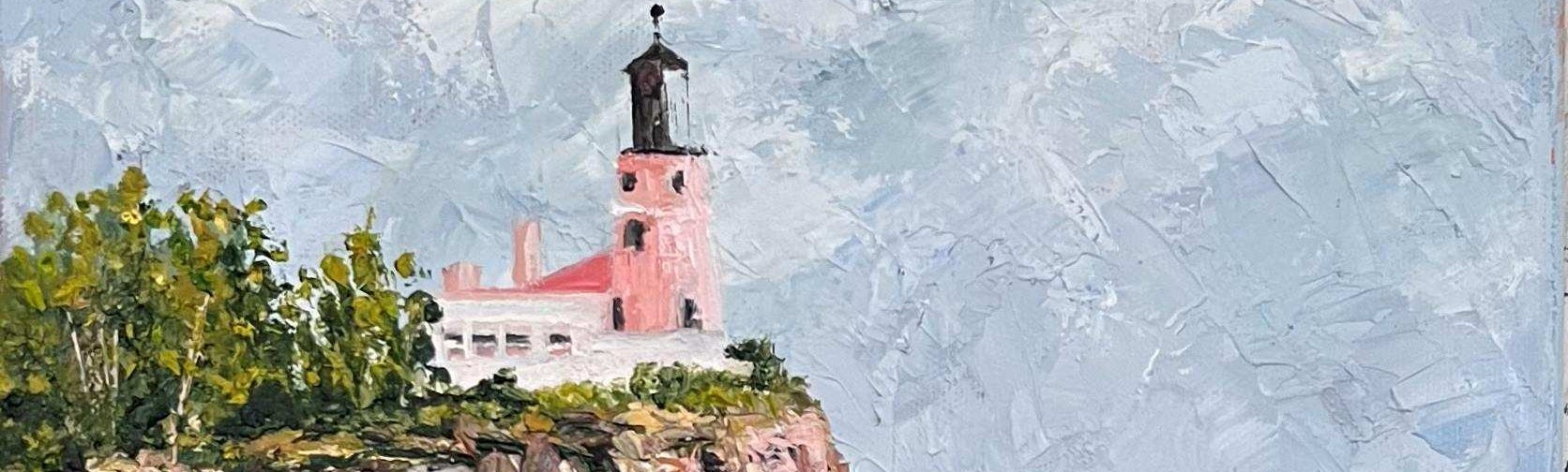 Split Rock Lighthouse, painting, paintonmywalls, oil painting, cherylwhiteart, art,