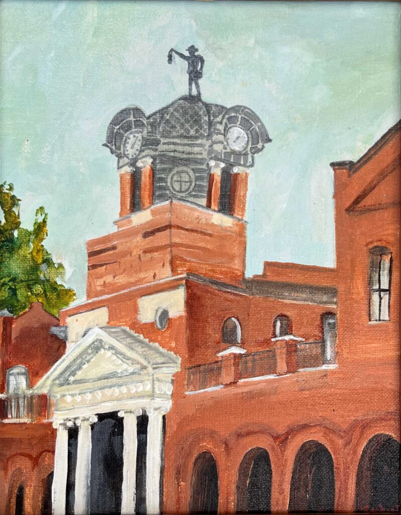 Grapevine City Hall, paintonmywalls, CherylWhiteArt, Grapefest plein air painting, Acrylic Painting