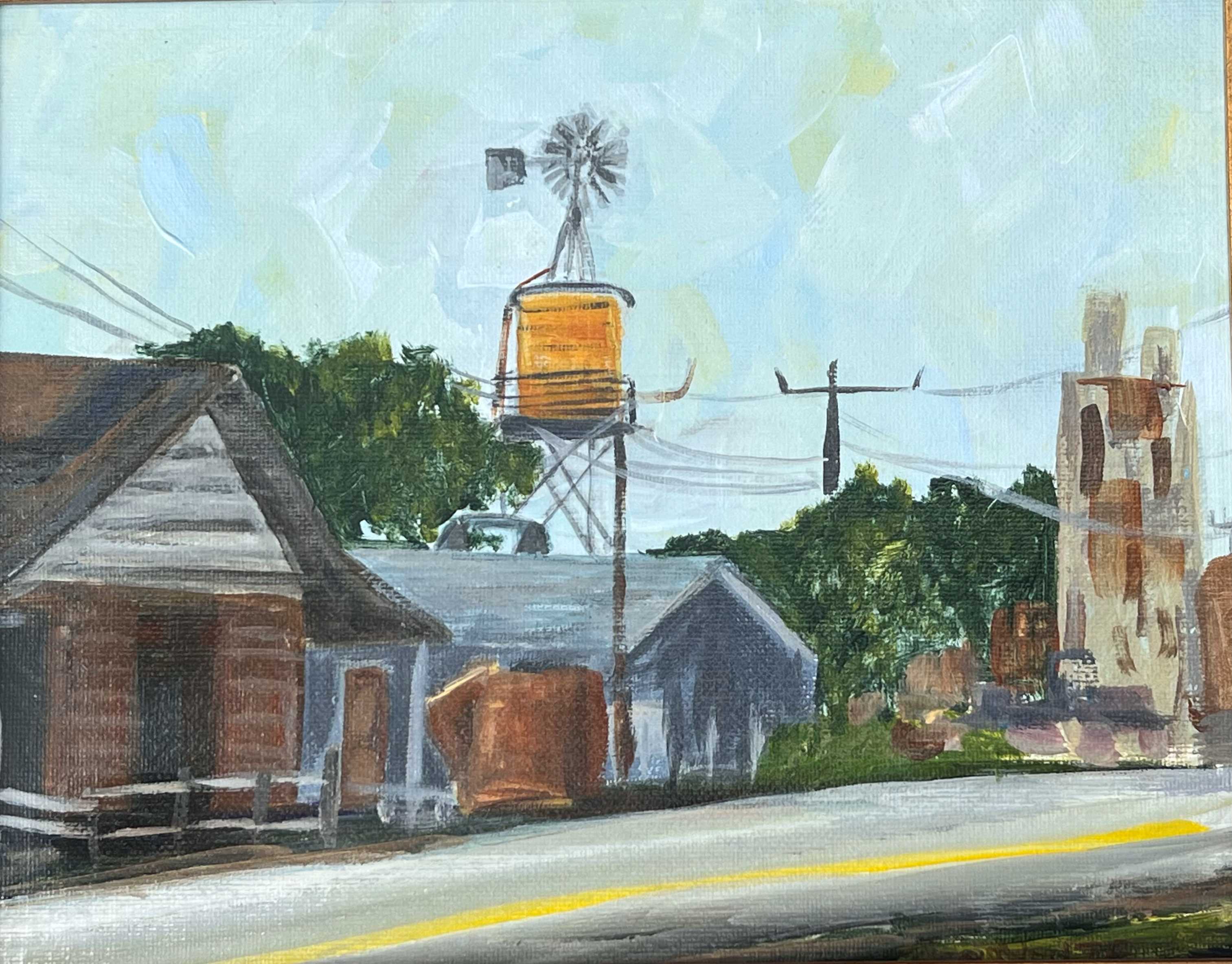 Grapevine Windmill and Buildings,Grapevine, paintonmywalls, CherylWhiteArt,